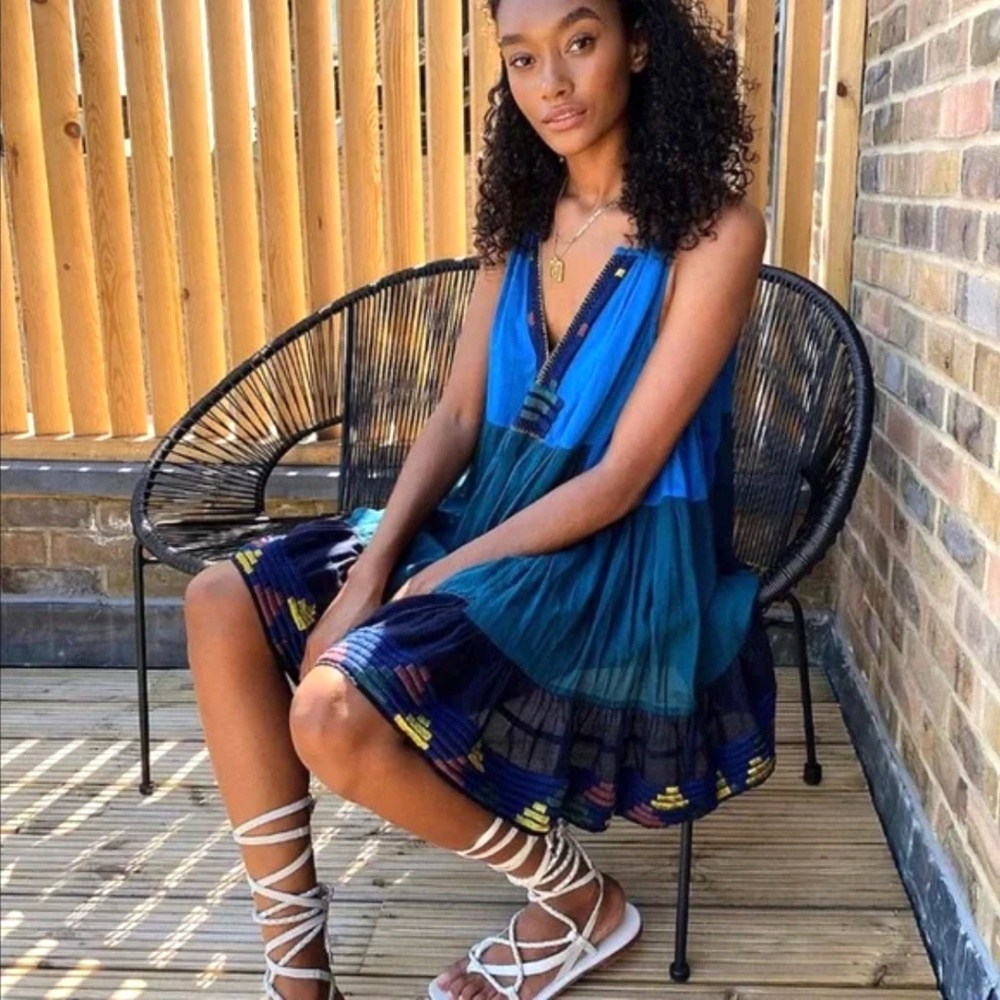 Bohemian Sunrise Mini Dress in Blue - Small (EUC)